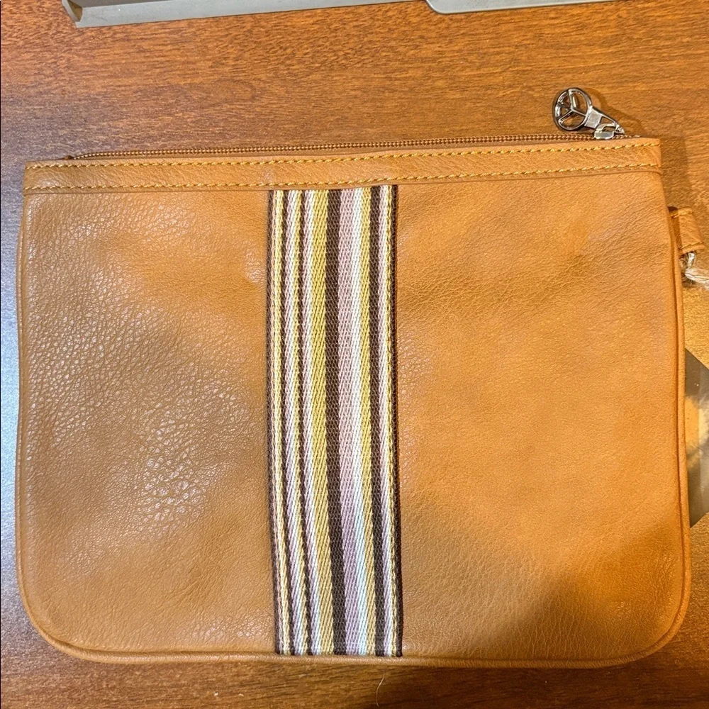 Bungalow 360 Tan Wristlet with Striped Accent